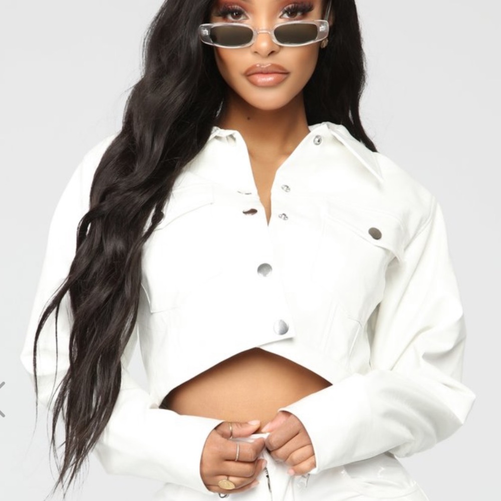 White fashion nova crop jacket